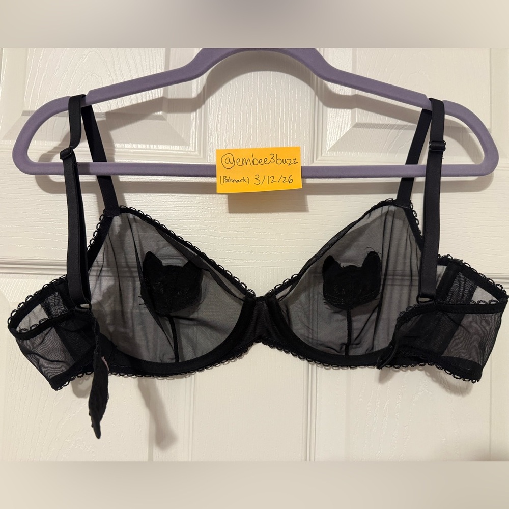 Adore Me 34DD Alyshia Unlined Bra Black cat NWOT - Picture 5 of 6
